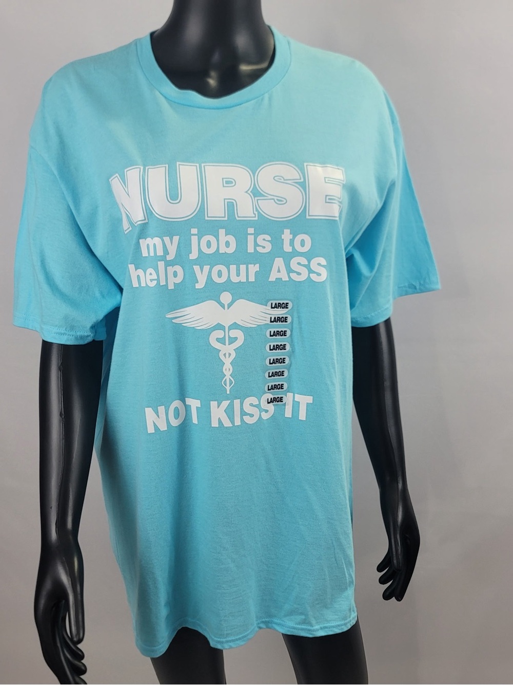 New! Size Large Nurse Graphic Tee - Light Blue